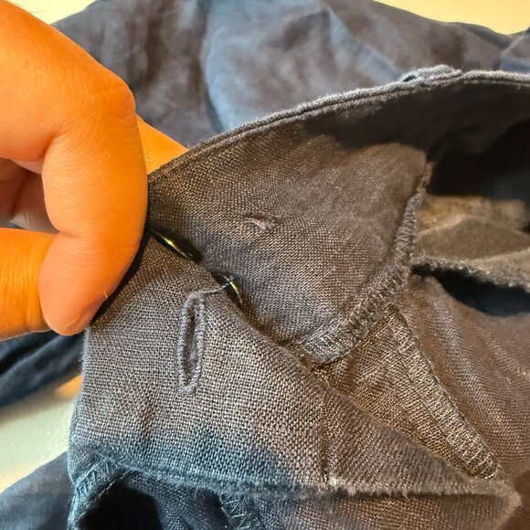 Quince Women 10 100% Linen Trouser Pant Pleated Navy Blue Breathable Lightweight - Picture 8 of 12